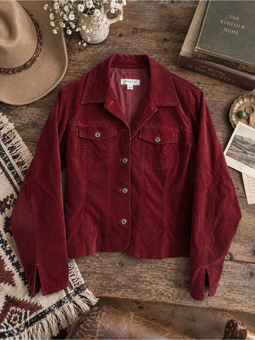 Vintage Red Velvet Coldwater Creek Jacket Size S